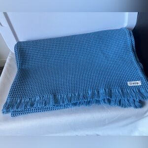 Sand Cloud Towel Blue Waffle Turkish Organic Cotton Approx 36”x64”. Fringe ends.
